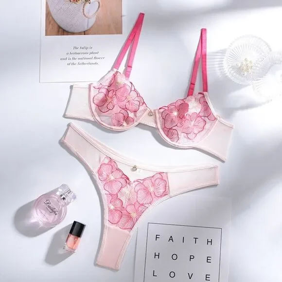 ❤️ NEW sexy transparent embroidery lingerie set - Picture 6 of 11